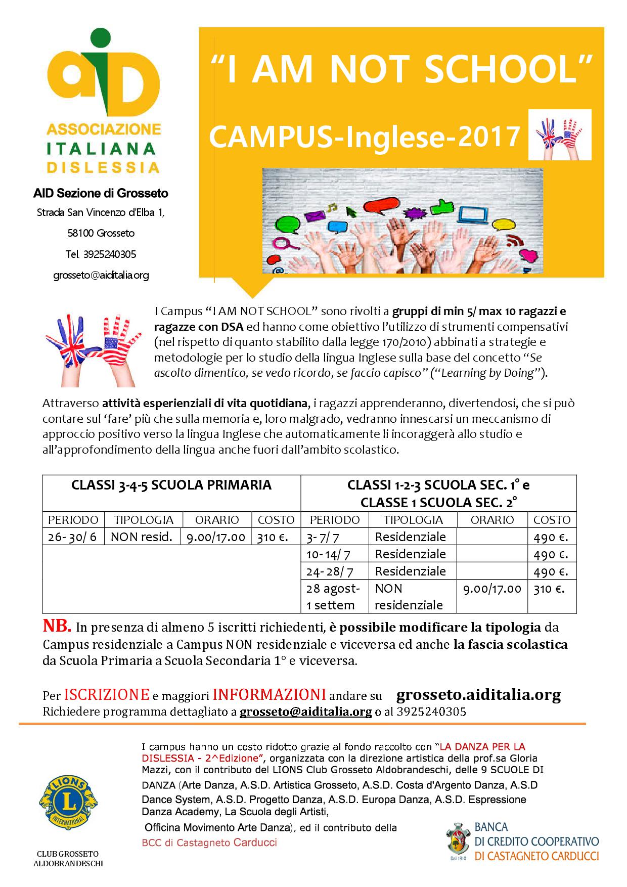 Volantino A4 campus inglese