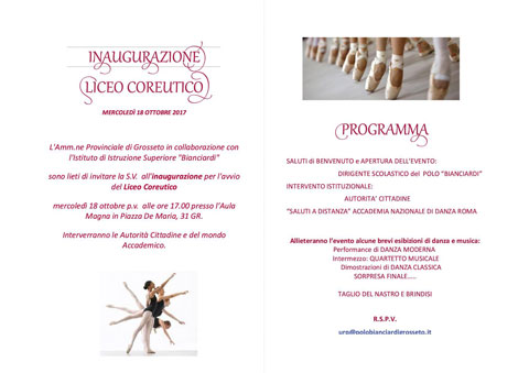 invito programma INAUGURAZIONE LICEO COREUTICO